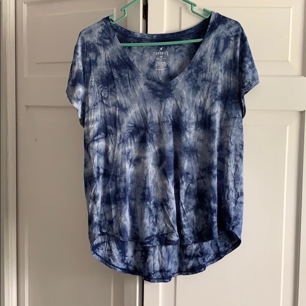 American Eagle blue tie-dye shirt